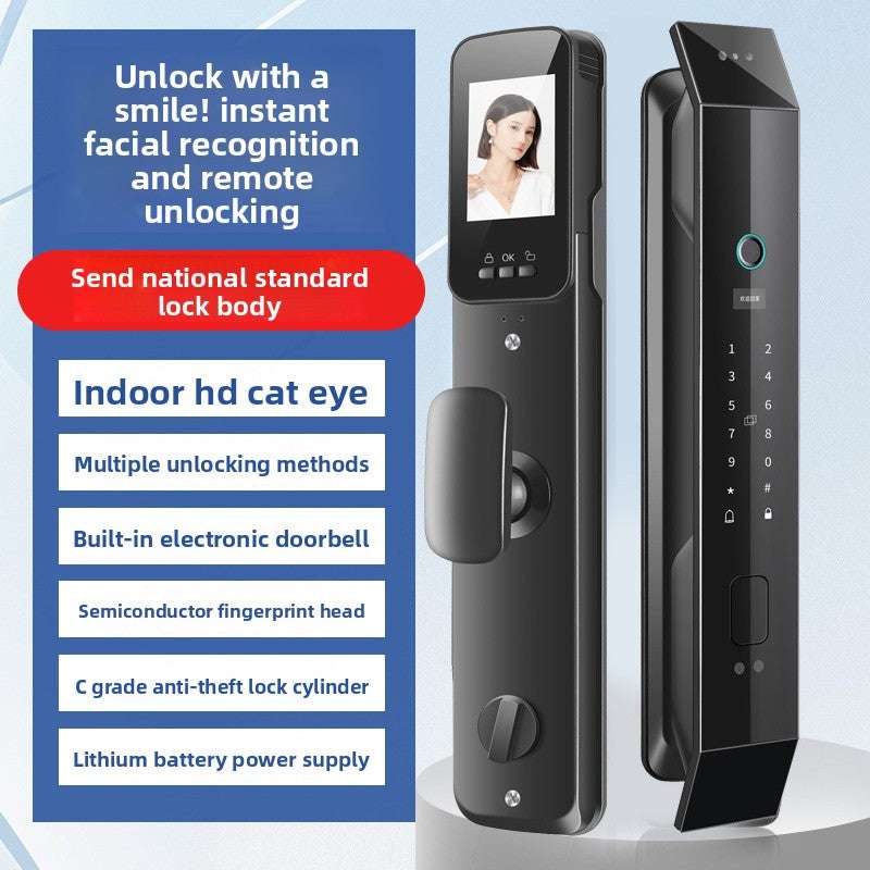 Smart Door Lock, 3D Face Recognition, Multiple Unlock Methods, WiFi Remote Control, Durable Construction