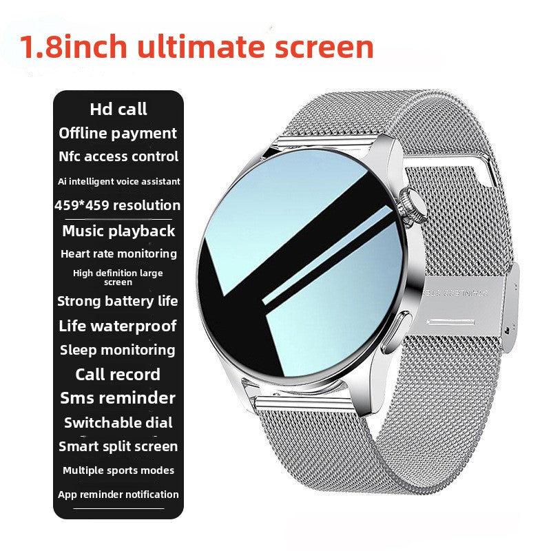 GT3Pro Smart Watch, 1.8", TFT Screen, Bluetooth Calling, Multi-Function: Includes heart rate monitoring blood pressure measurement sleep tracking and step counting, NFC Payment,