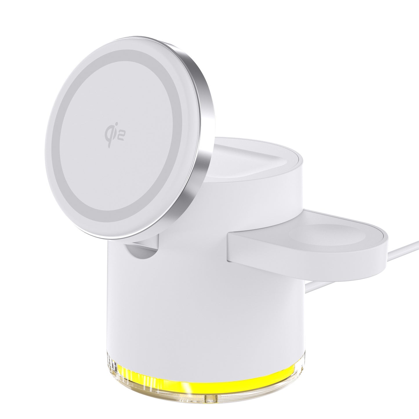 3-in-1 Wireless Charger, Magsafe Technology, 15W Fast Charging, Built-in Atmosphere Light, Universal Compatibility: Supports Samsung/Apple watches and QC protocol devices (phone)