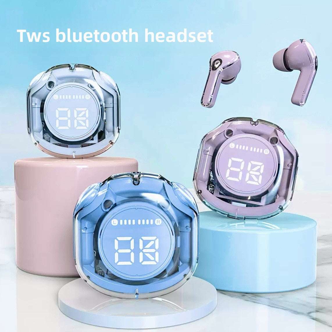 Transparent Bluetooth 5.3 Wireless Earbuds, Transparent Design, Noise Reduction, Bilateral Stereo, Long-lasting usage on a single charge