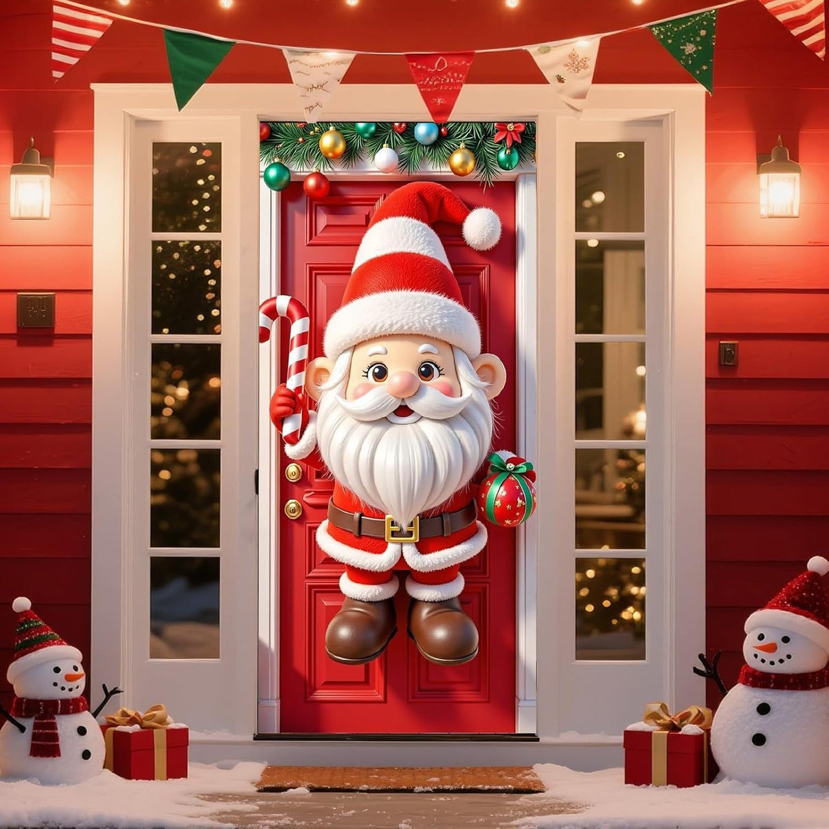 Christmas Santa Claus Polyester Door Cover Decoration 90x180cm