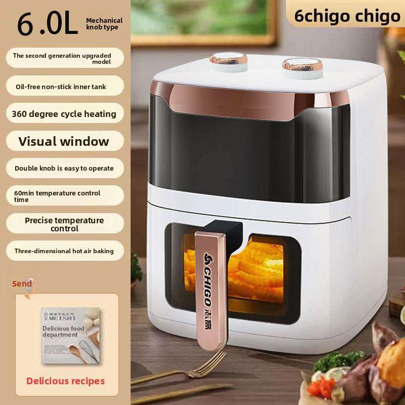 Smart Air Fryer with Visual Window, Smart Control, Large Capacity: 5L-6L, Multiple Models