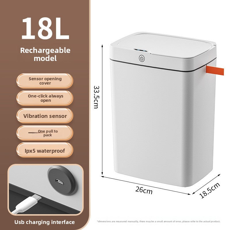 Smart Trash Can, Touch-free Operation, Automatic Packaging, Battery/Charging Options, Multi-zone Classification - Designed with compartments for efficient waste sorting, Versatile Placement - Slim design