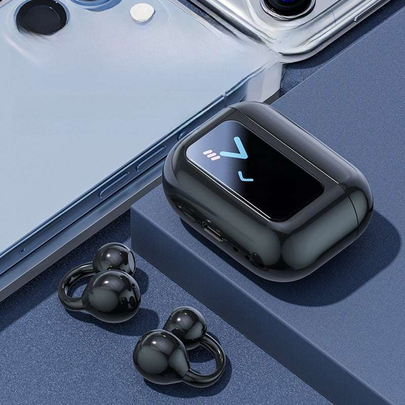 Wireless Ear Clip Bluetooth Headset, AI Simultaneous Translation, Color Touch Screen, Waterproof & Noise Reduction