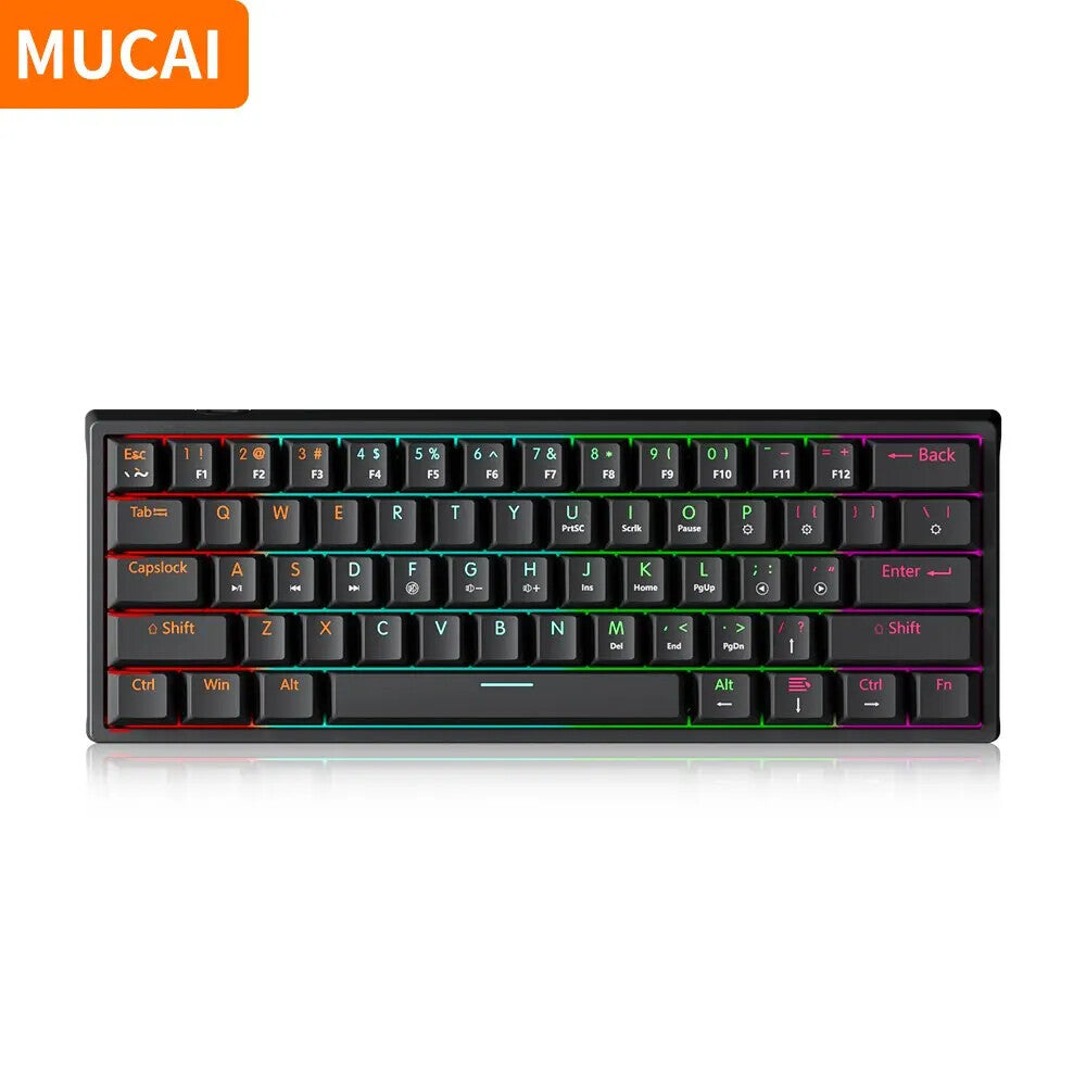 Wired Gaming Mechanical Keyboard 61 Keys Red Switch RGB Backlit Hot Swappable
