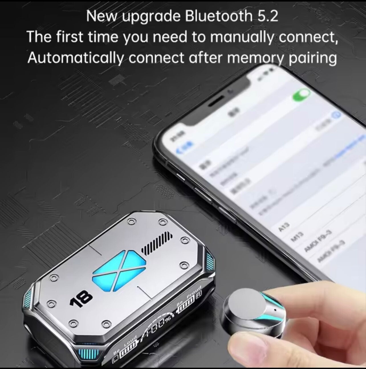 Bluetooth Earbuds Wireless Headphones Touch Display Power Bank LED Lights
