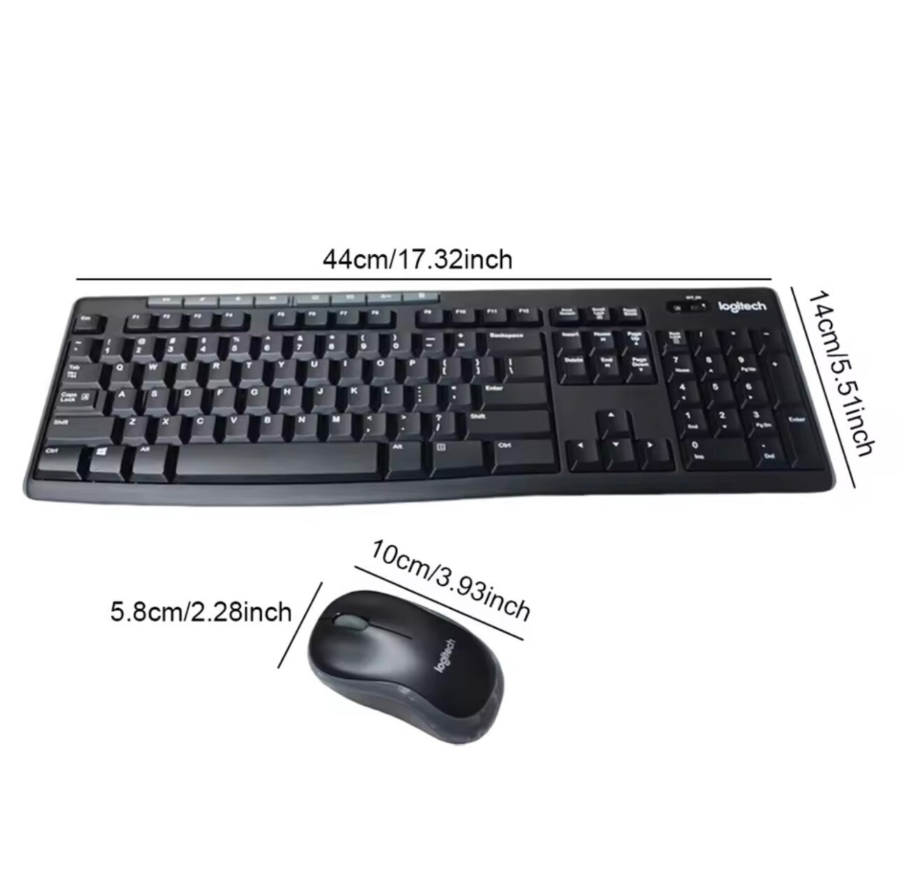 Logitech MK270 Wireless Keyboard Mouse Combo 2.4G USB Full Size 104 Keys PC