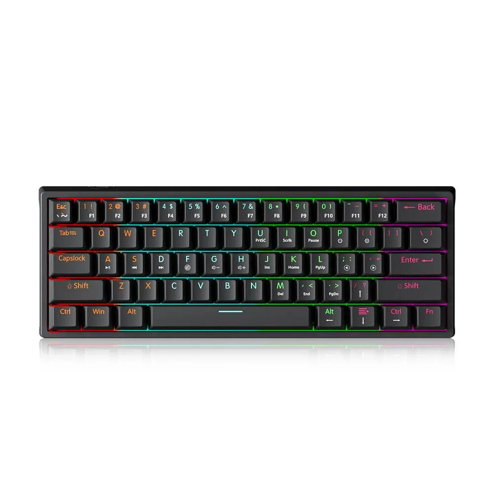 Wired Gaming Mechanical Keyboard 61 Keys Red Switch RGB Backlit Hot Swappable