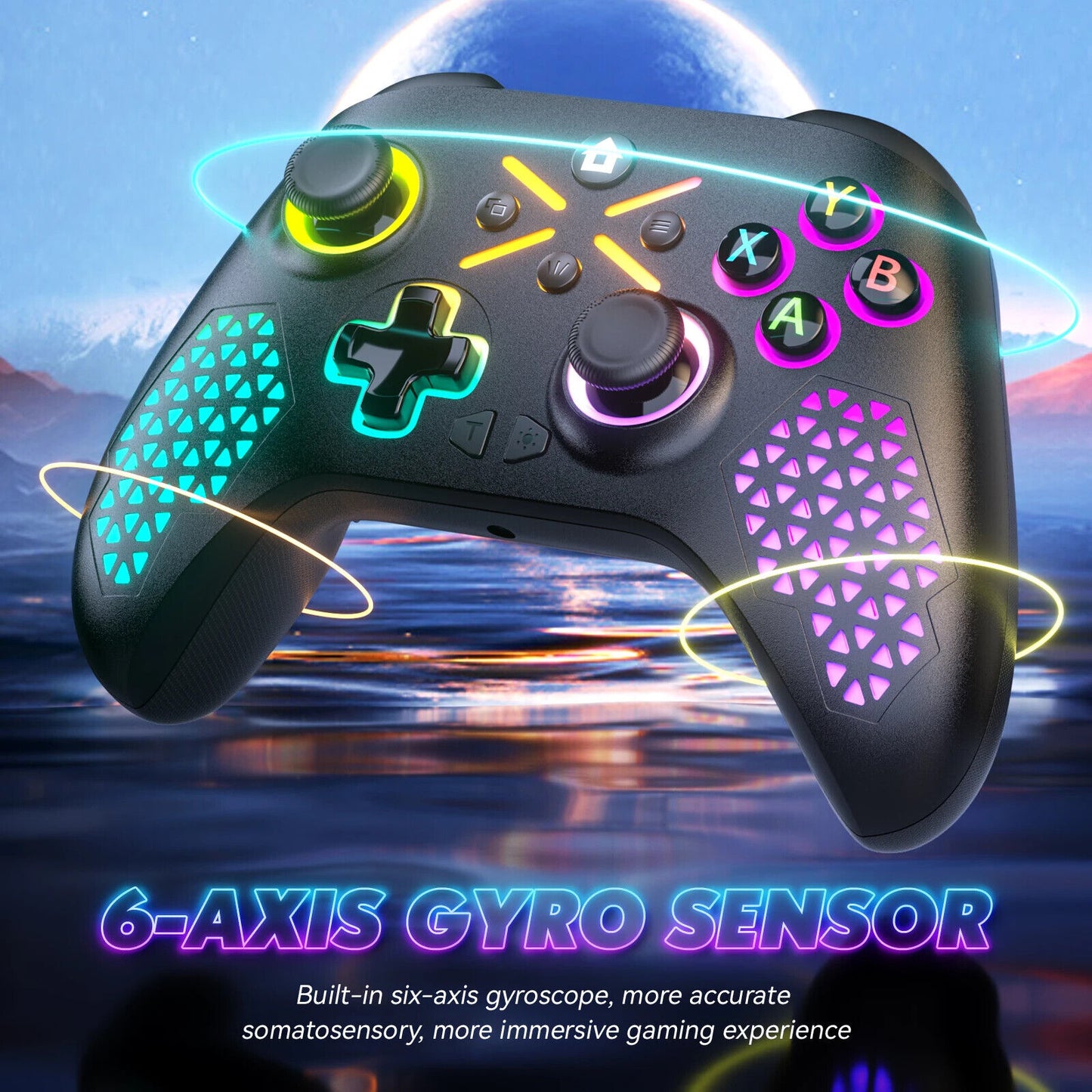 Wireless Gamepad Controller for Xbox One, RGB, Dual Vibration with Six Axis