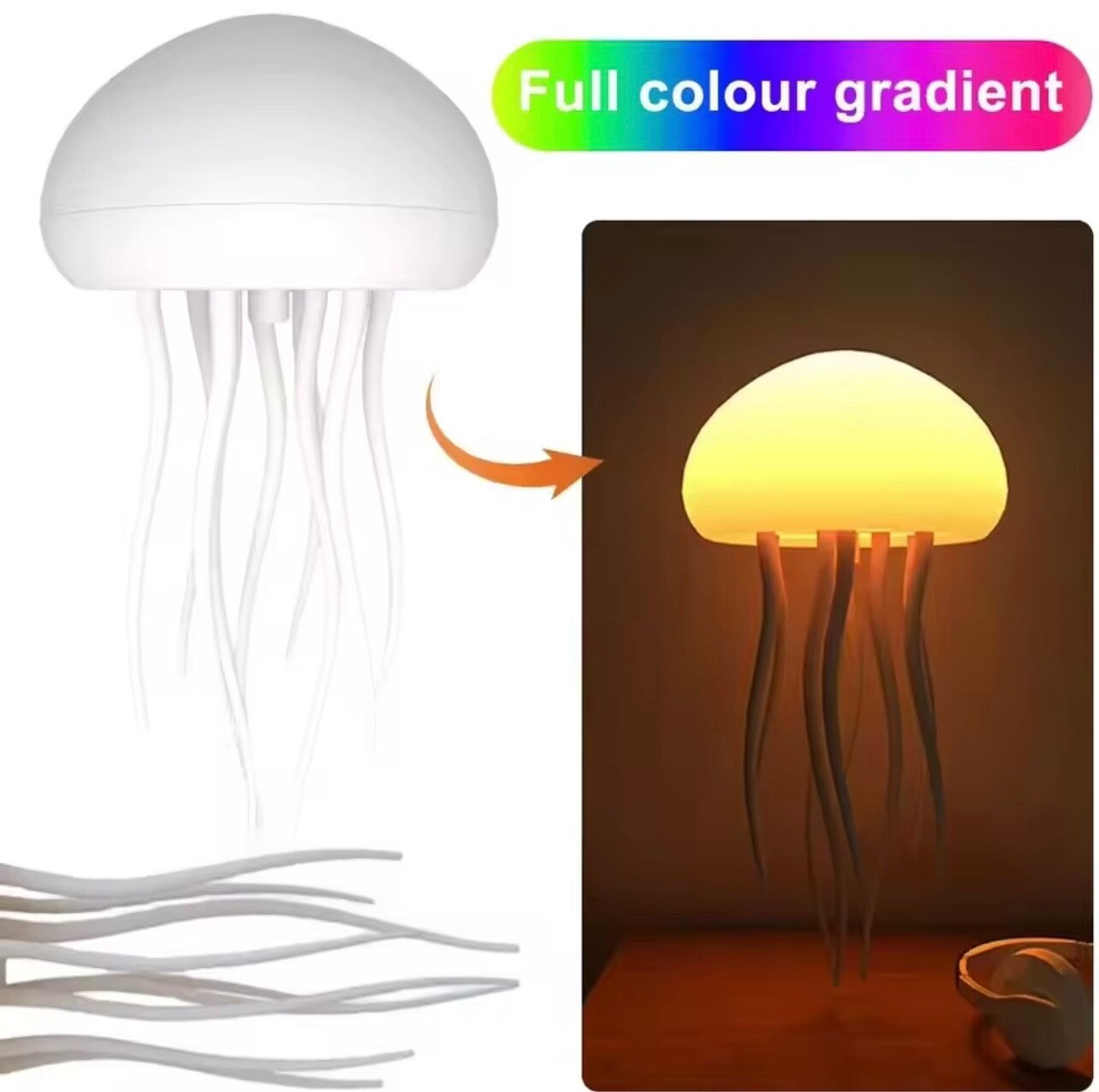 Cartoon RGB Jellyfish Night Light Voice Control Cute Desk/Bedside Lamp