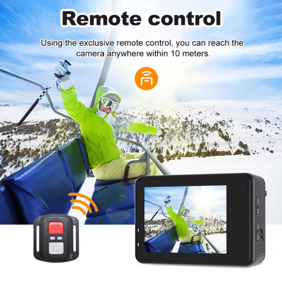 5K Action Camera Dual Display Screens WiFi Touch 170° Wide Sports Cam+Remote