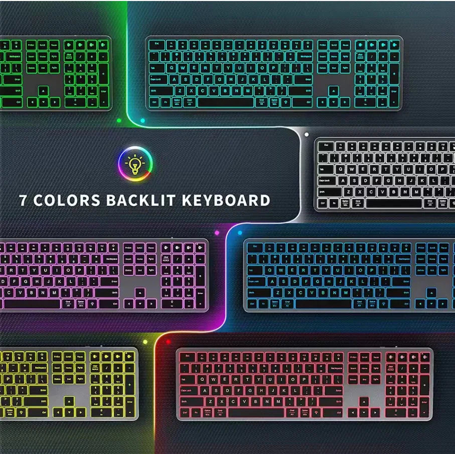 Bluetooth Backlit Wireless Keyboard Multi-Device for Laptop iPad Tablet MAC - ZeeTec Store