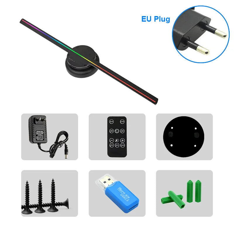 HOLOGRAM FAN PROJECTOR 3D HD BIG 42CM 244 LED HOLOGRAPHIC BLUETOOTH with SD CARD