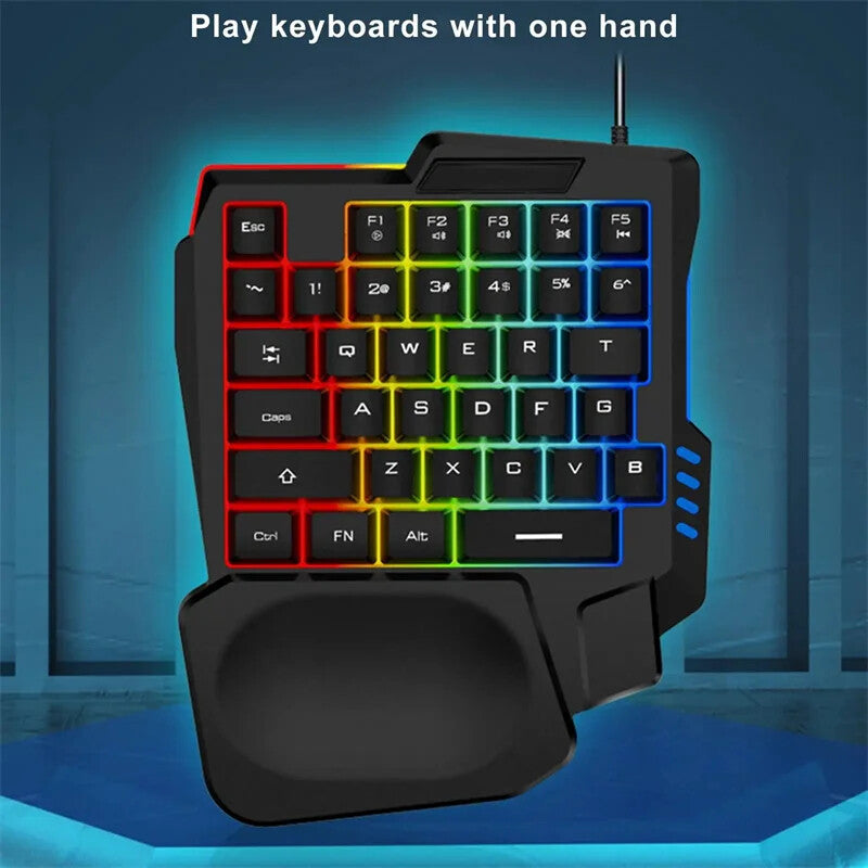 Wired Gaming Keyboard Single Hand 35 Keys RGB Backlight Anti-Ghosting