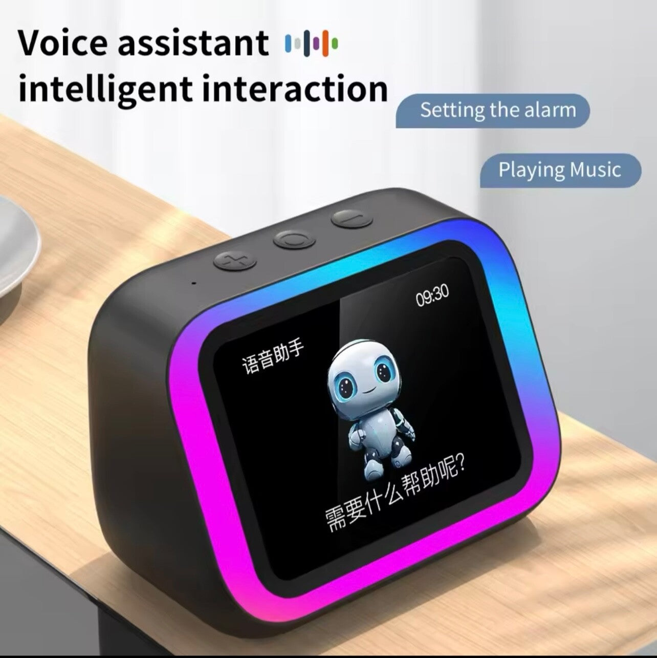 Smart Bluetooth Speaker Clock w/ Display, Weather, Temp, Voice Assistant