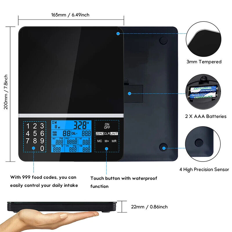 SMART FOOD SCALE CALORIES CONTROL with WEIGHT LOSS NUTRITIONAL CALCULATOR