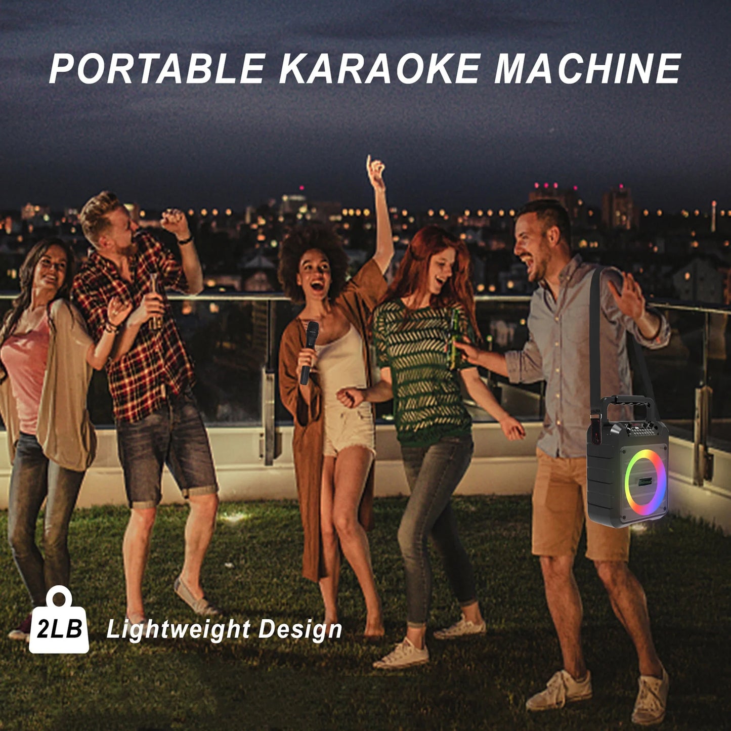 Portable Bluetooth Karaoke Speaker β Dual Wireless Mics, RGB Lights, Powerful So