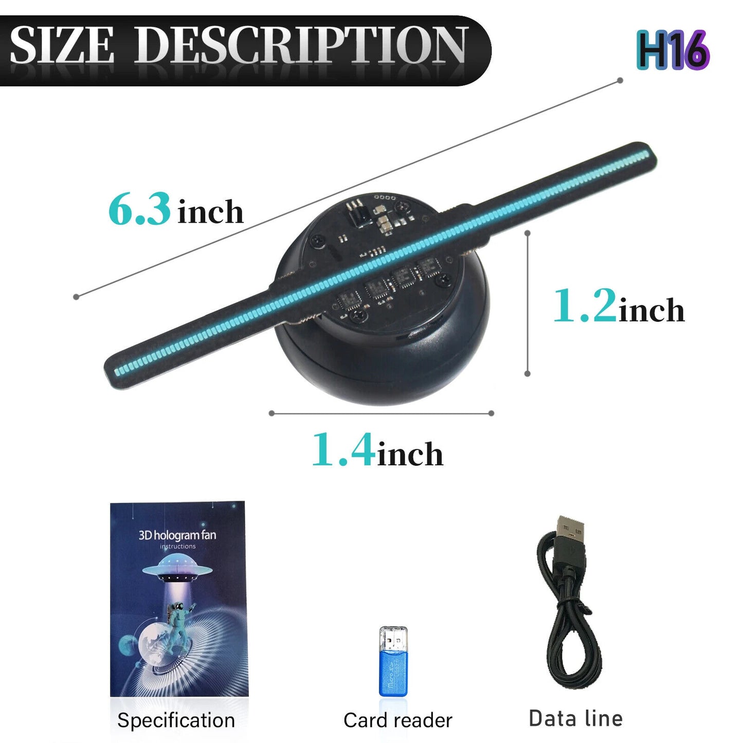 3D Hologram Fan 224 LED 10 - 20 cm WiFi Advertising Player Holographic Projector
