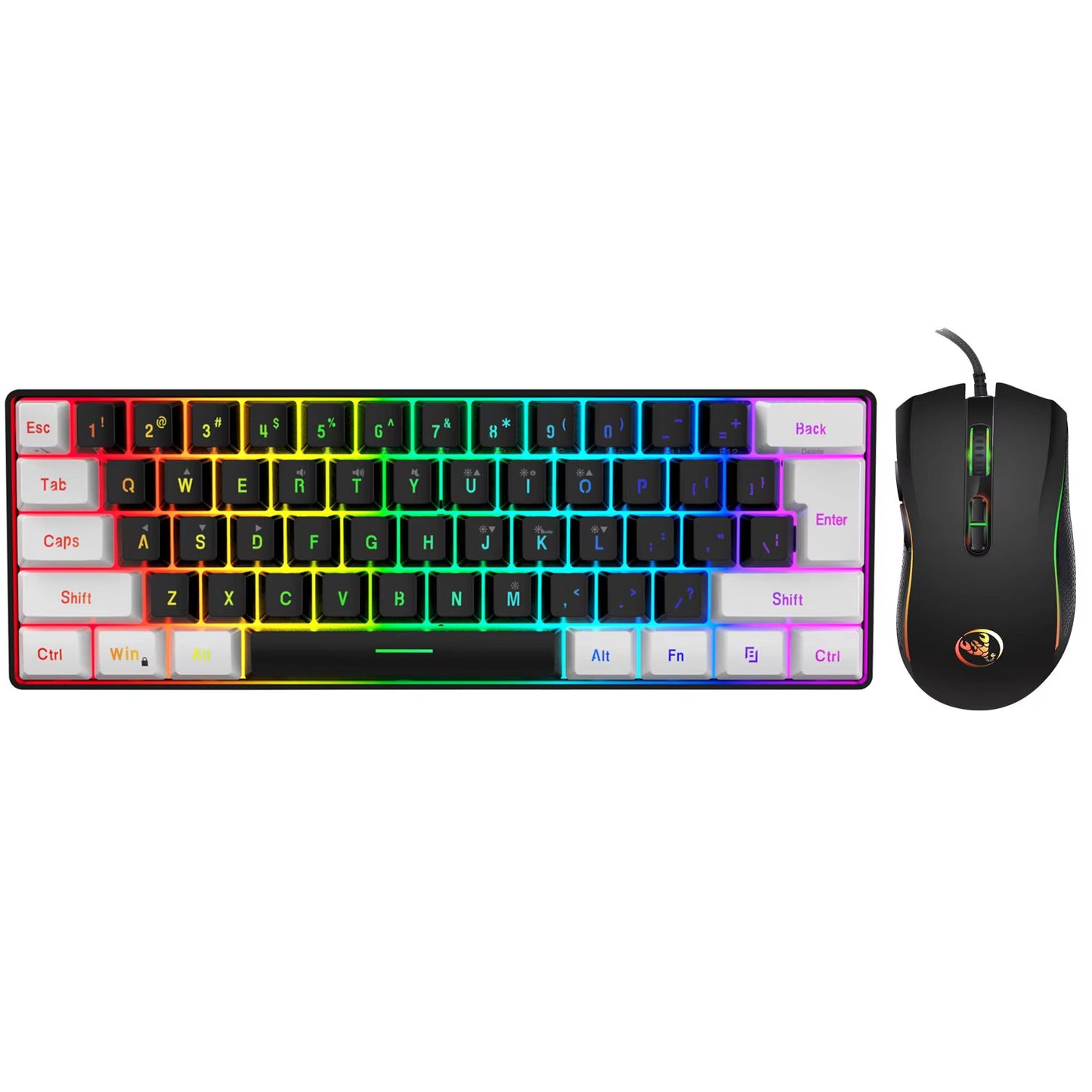 WIRED KEYBOARD MOUSE GAMING RGB BACKLIGHT 61 KEYS SWITCH FUNCTION 3200 DPI