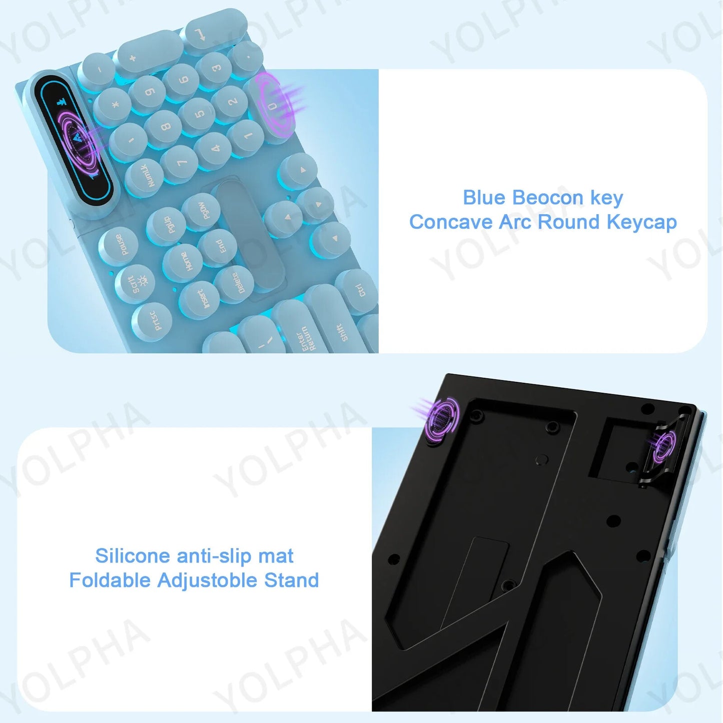 WIRED KEYBOARD 104 Keys RGB BACKLIT GAMING ERGONOMIC Colorful Magical Punk Cap