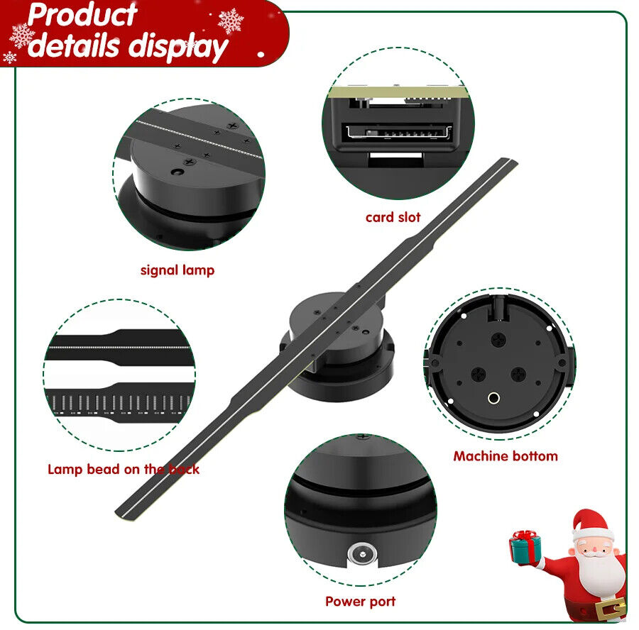 HOLOGRAM FAN PROJECTOR 3D HD BIG 42CM 244 LED HOLOGRAPHIC BLUETOOTH with SD CARD
