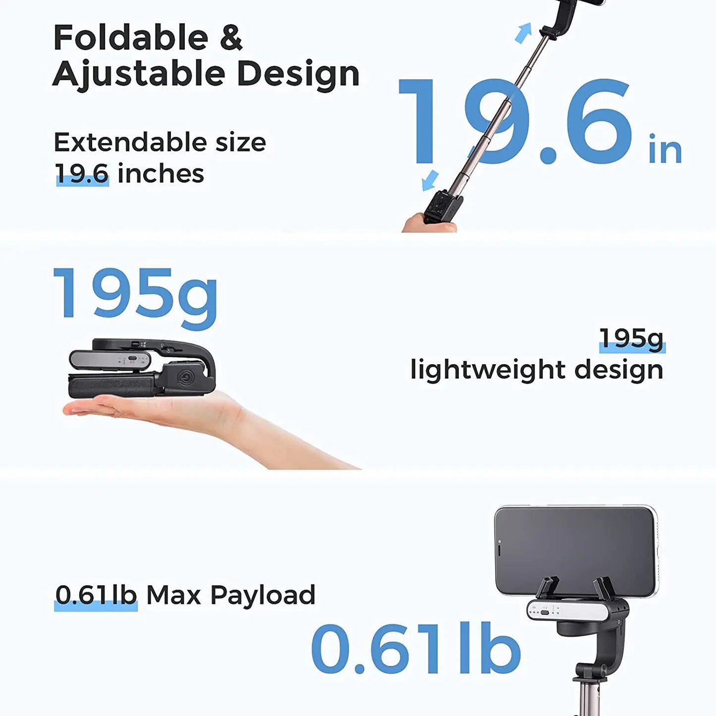 ISteady Q HANDHELD GIMBAL STABILIZER PHONE SELFIE STICK ADJUSTABLE TRIPOD REMOTE CONTROL