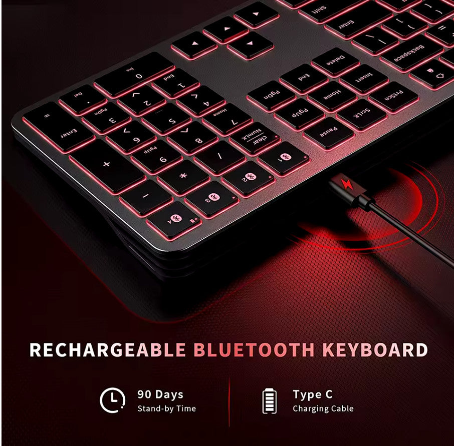 Bluetooth Backlit Wireless Keyboard Multi-Device for Laptop iPad Tablet MAC