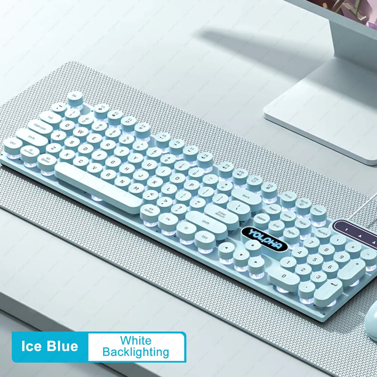 WIRED KEYBOARD 104 Keys RGB BACKLIT GAMING ERGONOMIC Colorful Magical Punk Cap