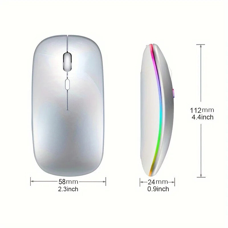WIRELESS MOUSE RECHARGABLE LED LIGHTS Ergonomic SILENT Click 1600 DPI 4 Buttons