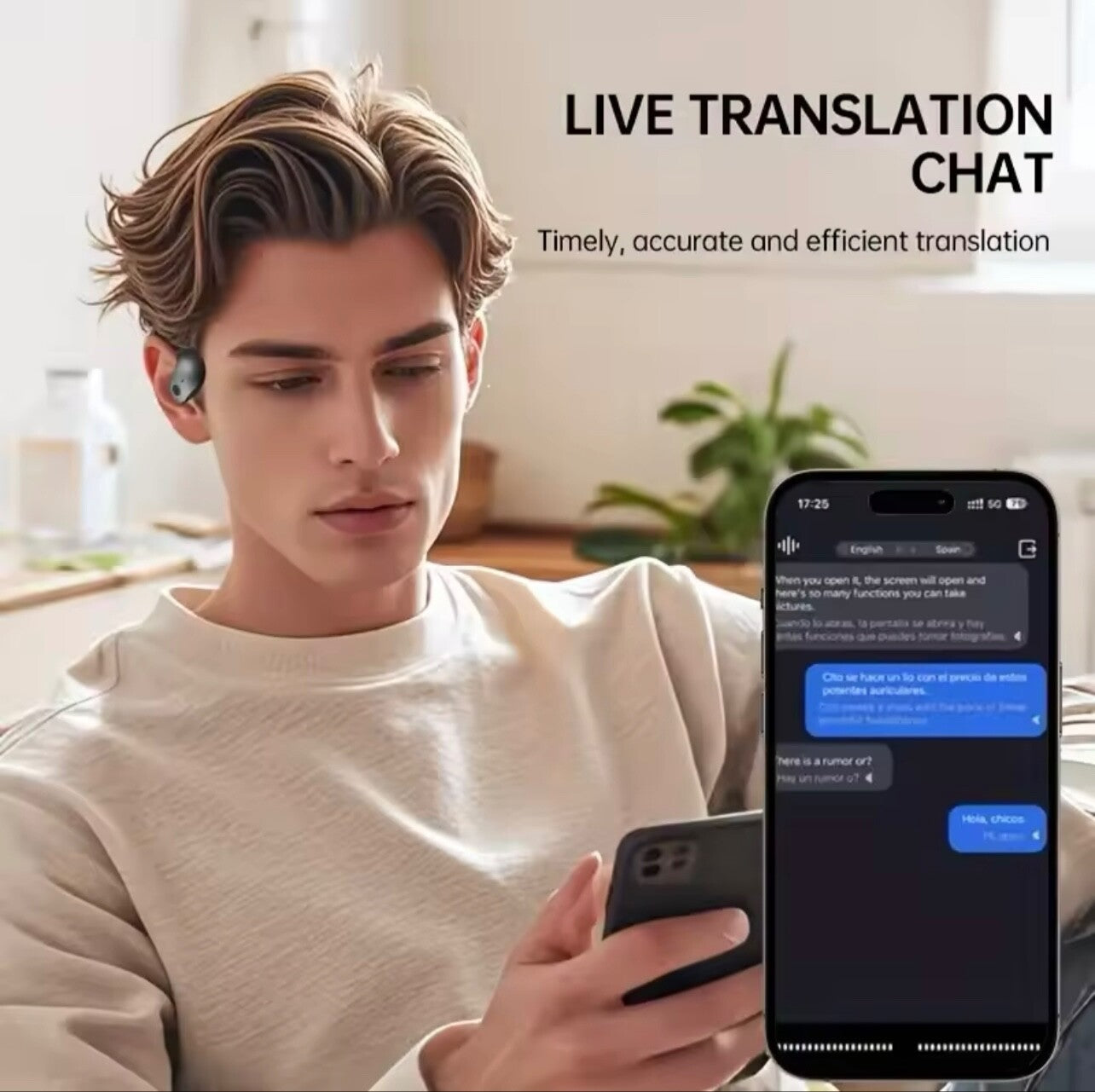 AI Translator Earphones 144 Langs Wireless BT Travel Business Headset Earbuds
