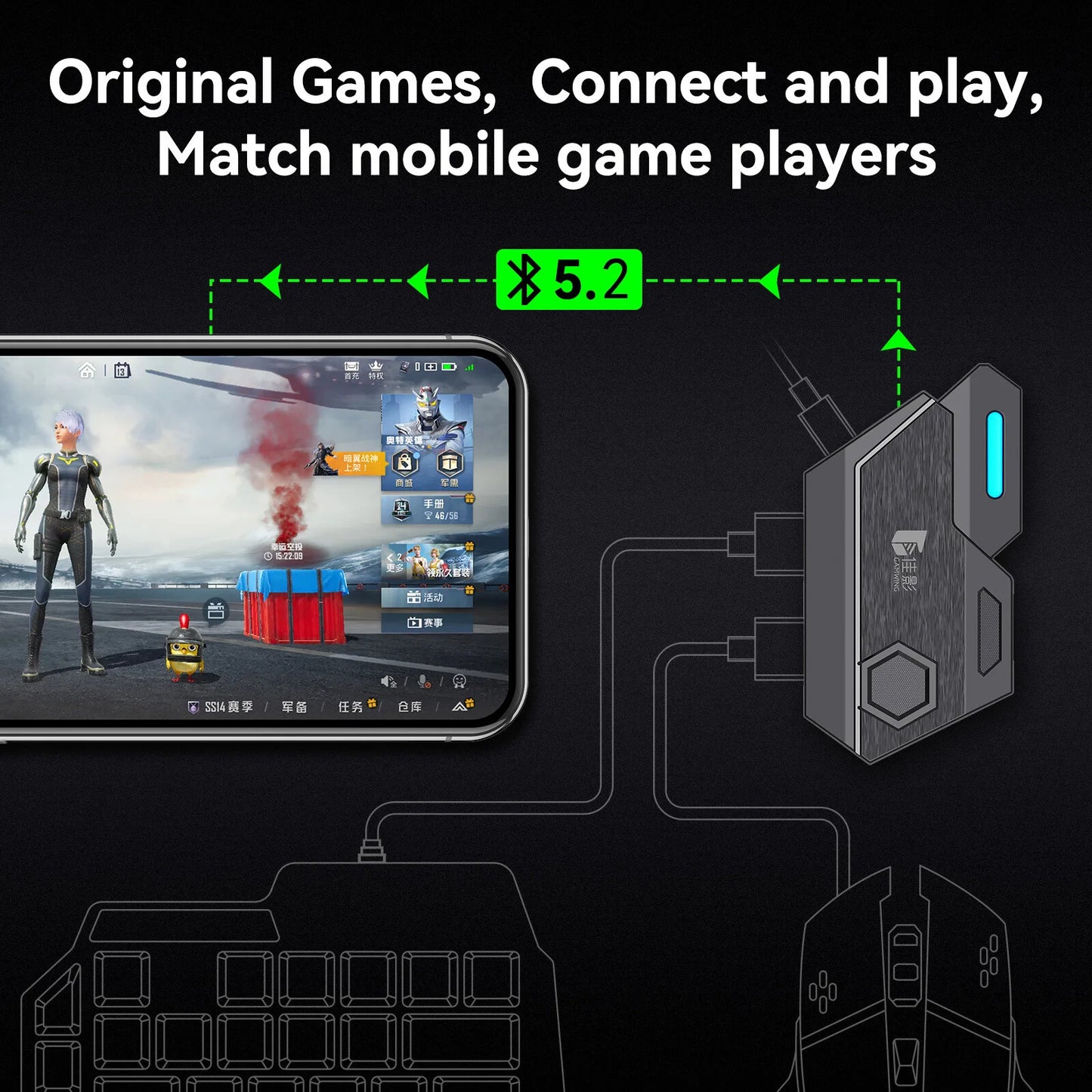 Gamer 5 in 1 Kit Mobile Games PUBG Fortnite Converter adapter for mobile devices
