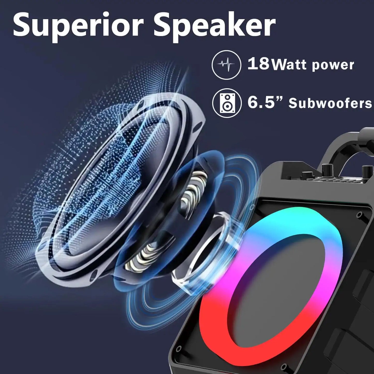 Portable Bluetooth Karaoke Speaker β Dual Wireless Mics, RGB Lights, Powerful So