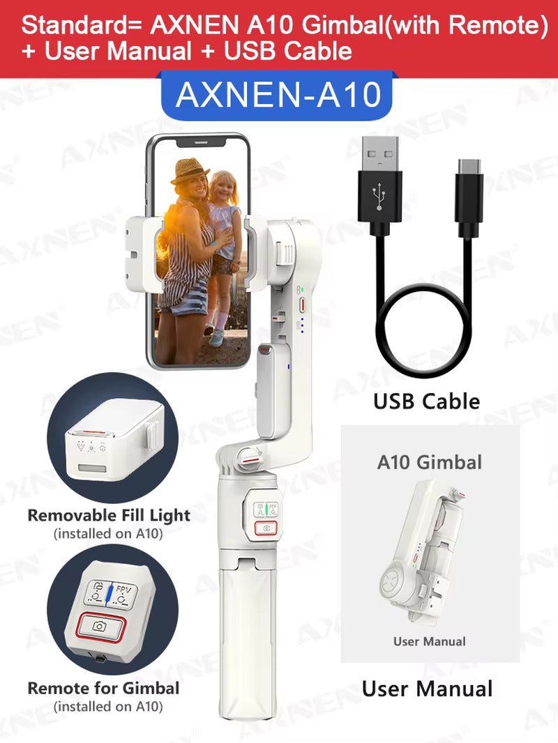 GIMBAL STABILIZER for SMART Phone MOBILE TRIPOD SELFIE STICK LIGHT EXTENSION