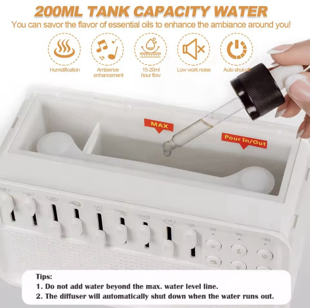 3in1 Flame Air Diffuser Humidifier Aromatherapy w/ Noise & Bluetooth Music
