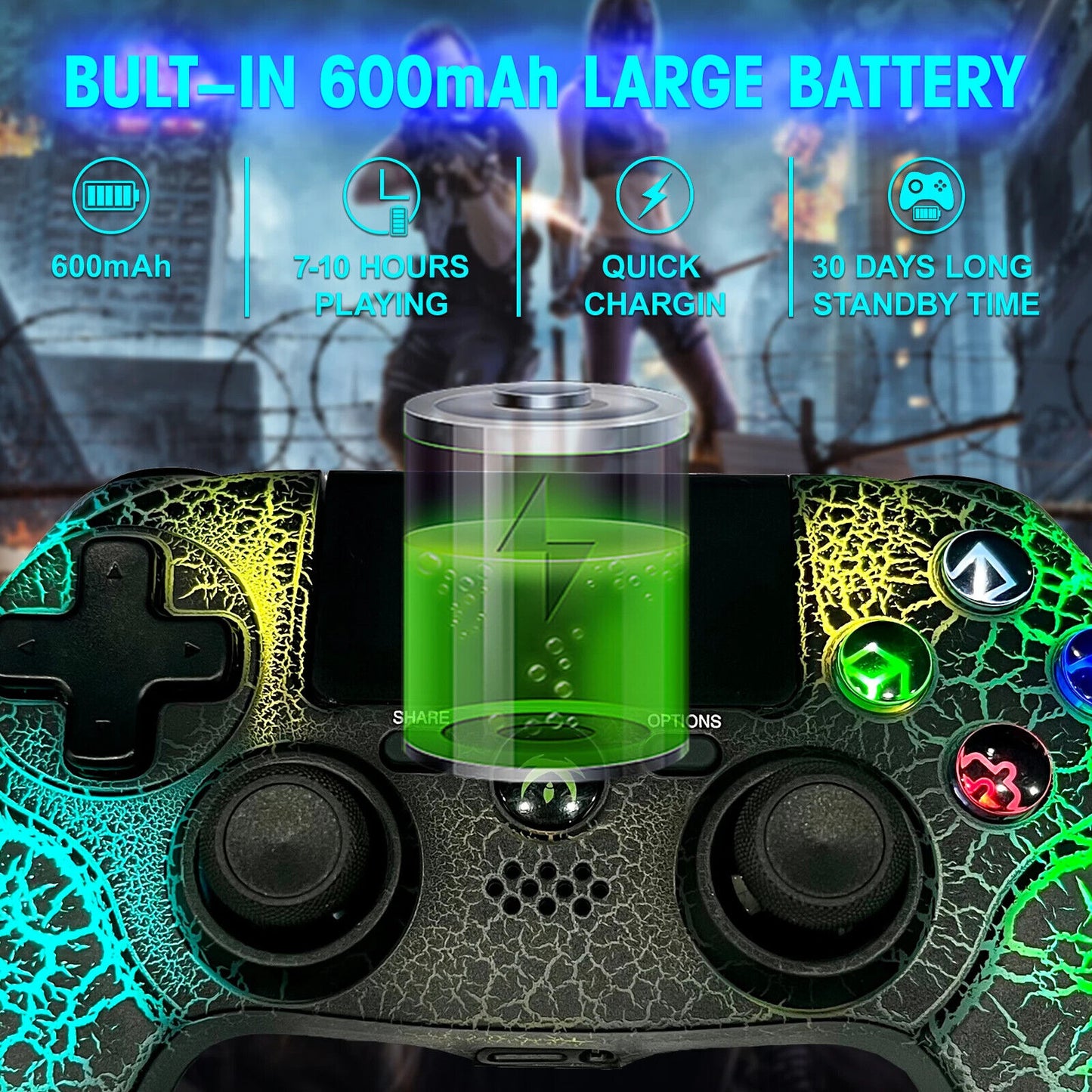 Wireless Controller for PS4/Slim, PS3, iPhone, iPad, iOS, Android, PC β Dual Vib