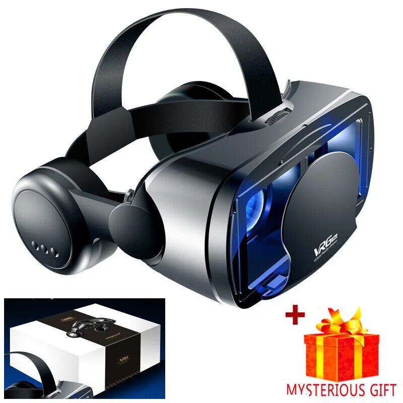 3D SMART VR HEADSET HELMET for SMART PHONE with BINOCULARS LENSES MOVIES GAMES