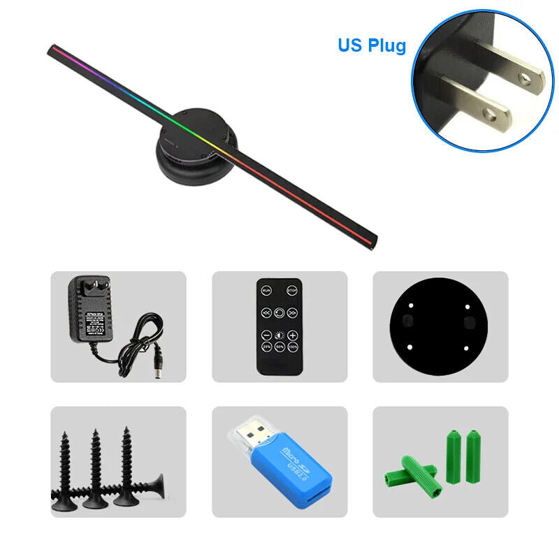 HOLOGRAM FAN PROJECTOR 3D HD BIG 42CM 244 LED HOLOGRAPHIC BLUETOOTH with SD CARD