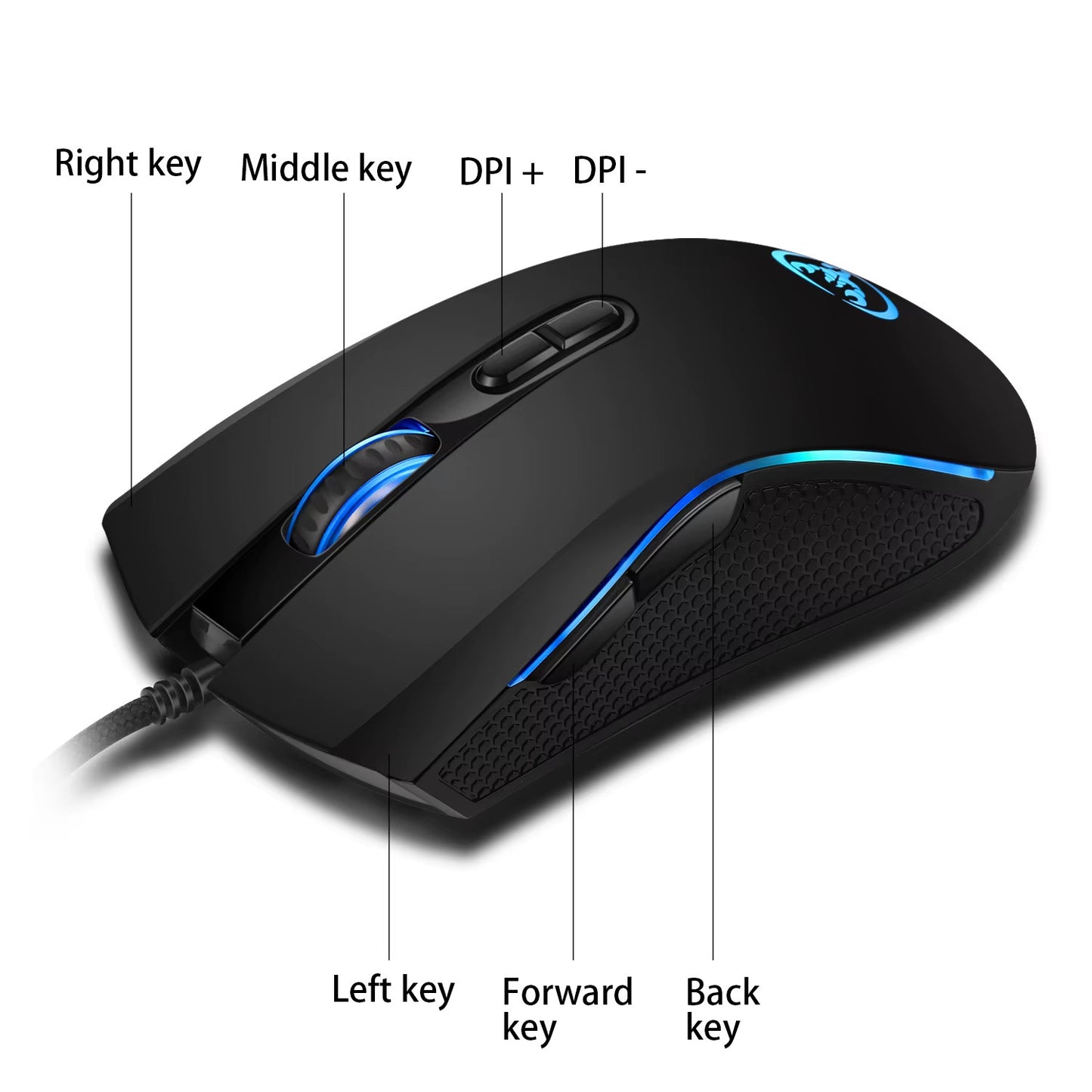 WIRED KEYBOARD MOUSE GAMING RGB BACKLIGHT 61 KEYS SWITCH FUNCTION 3200 DPI