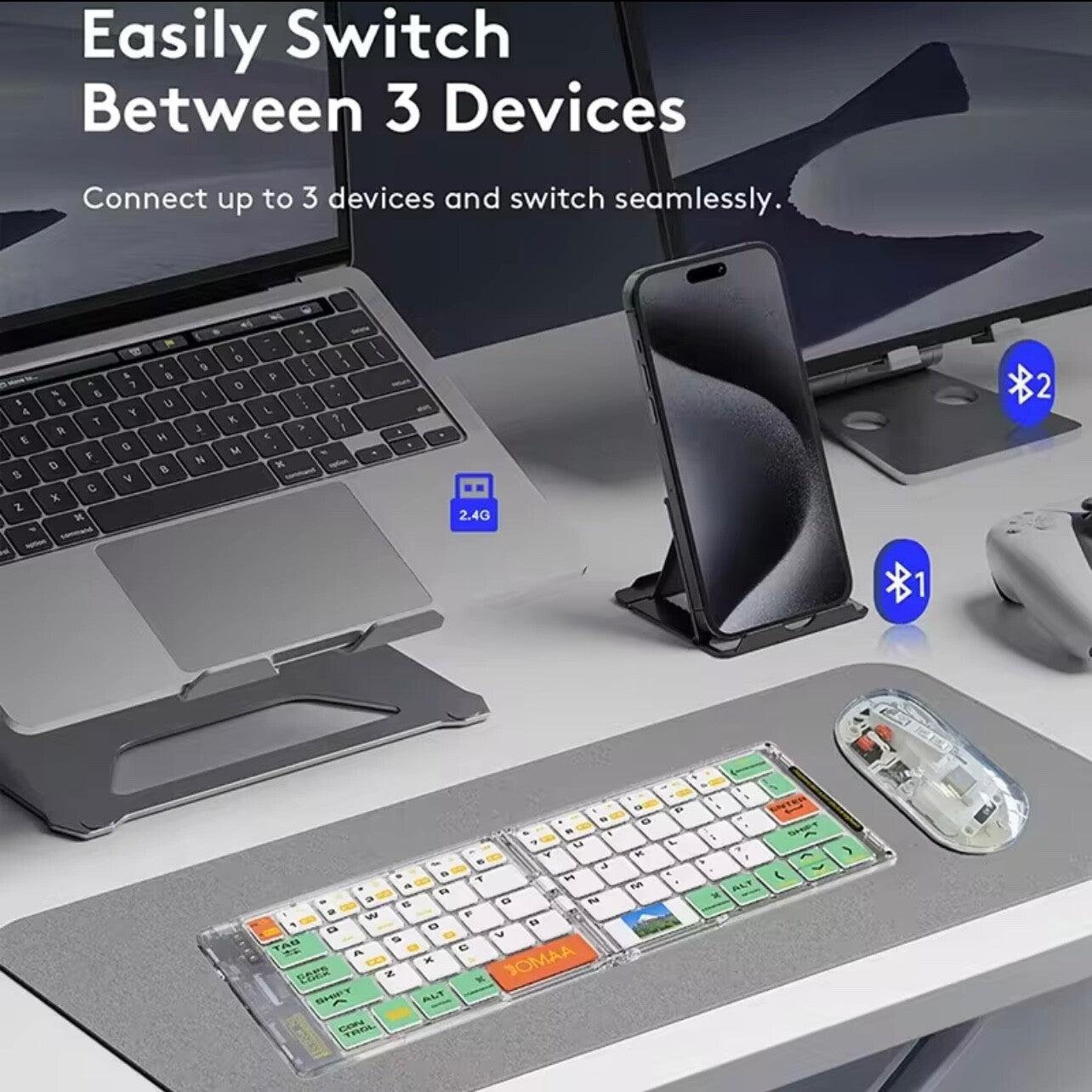 Foldable Transparent Bluetooth Keyboard & Mouse Set | Wireless, Portable, Travel
