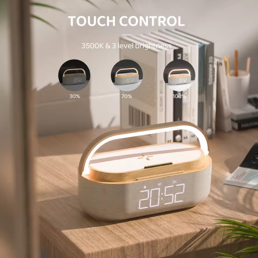 Bluetooth Speaker Clock 15W Wireless Charger Night Light Alarm 1800mAh