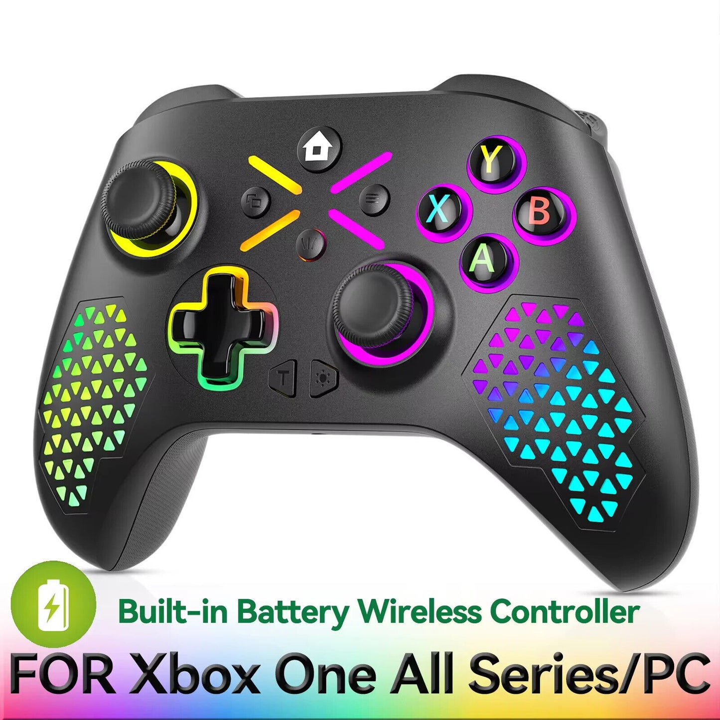 Wireless Gamepad Controller for Xbox One, RGB, Dual Vibration with Six Axis