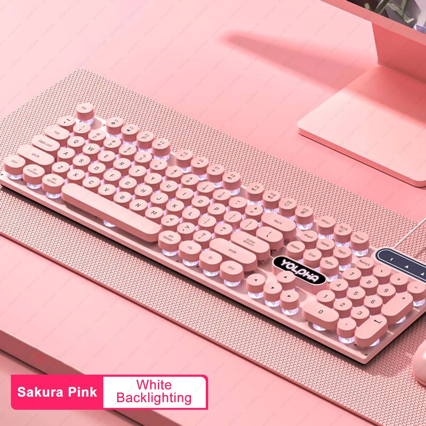 WIRED KEYBOARD 104 Keys RGB BACKLIT GAMING ERGONOMIC Colorful Magical Punk Cap