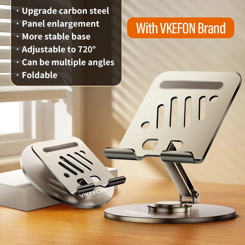 High Quality 360° Rotatable Aluminum Tablet Stand, Foldable Adjustable Bracket