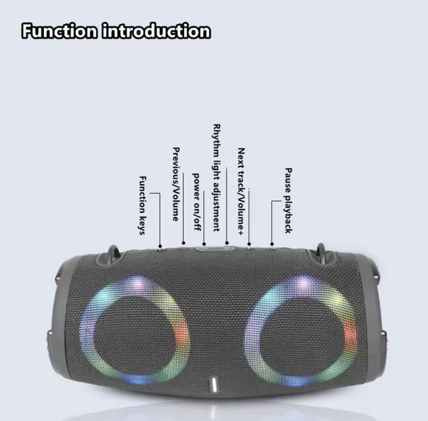 Bluetooth Speaker Waterproof TWS RGB Lights 360° Sound Subwoofer FM