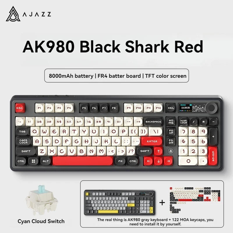 Wireless Wired Mechanical Keyboard 98 keys RGB TFT Display Knob Hot SWAP SWITCH