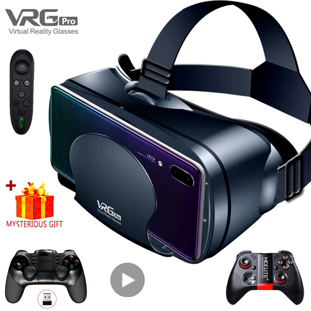 3D SMART VR HEADSET HELMET for SMART PHONE with BINOCULARS LENSES MOVIES GAMES