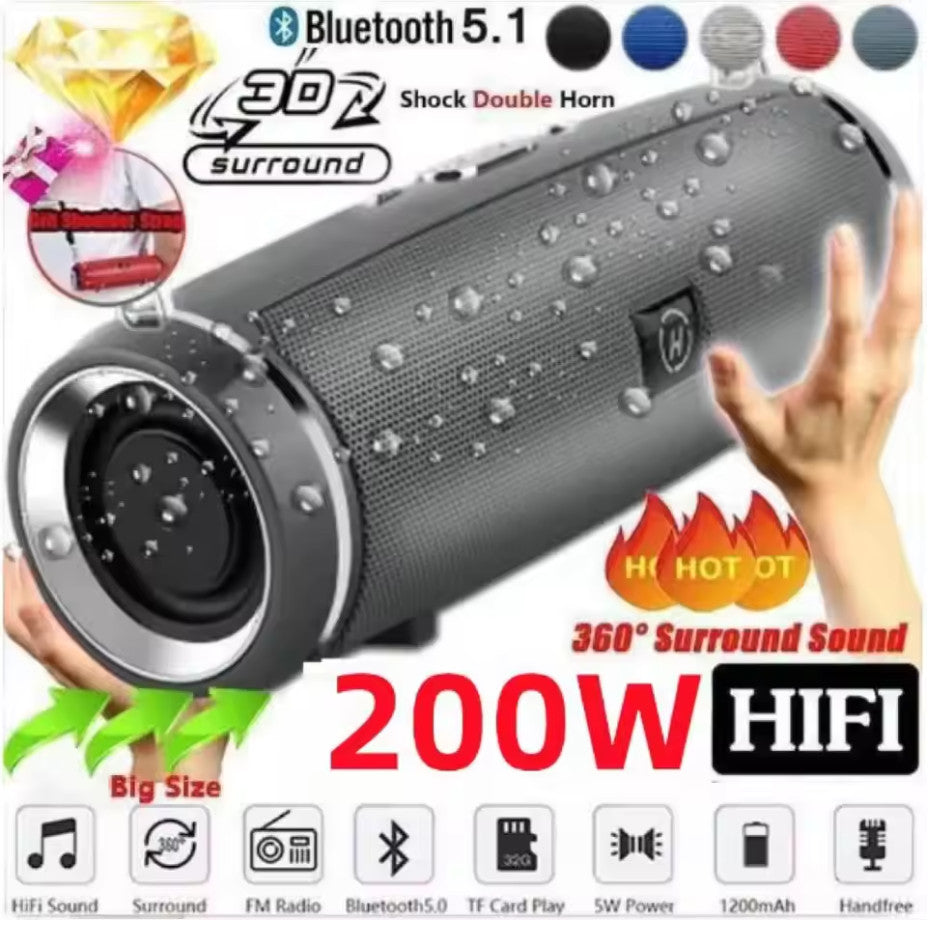 Bluetooth Speaker Mini Waterproof Outdoor HiFi Subwoofer FM TF Soundbox