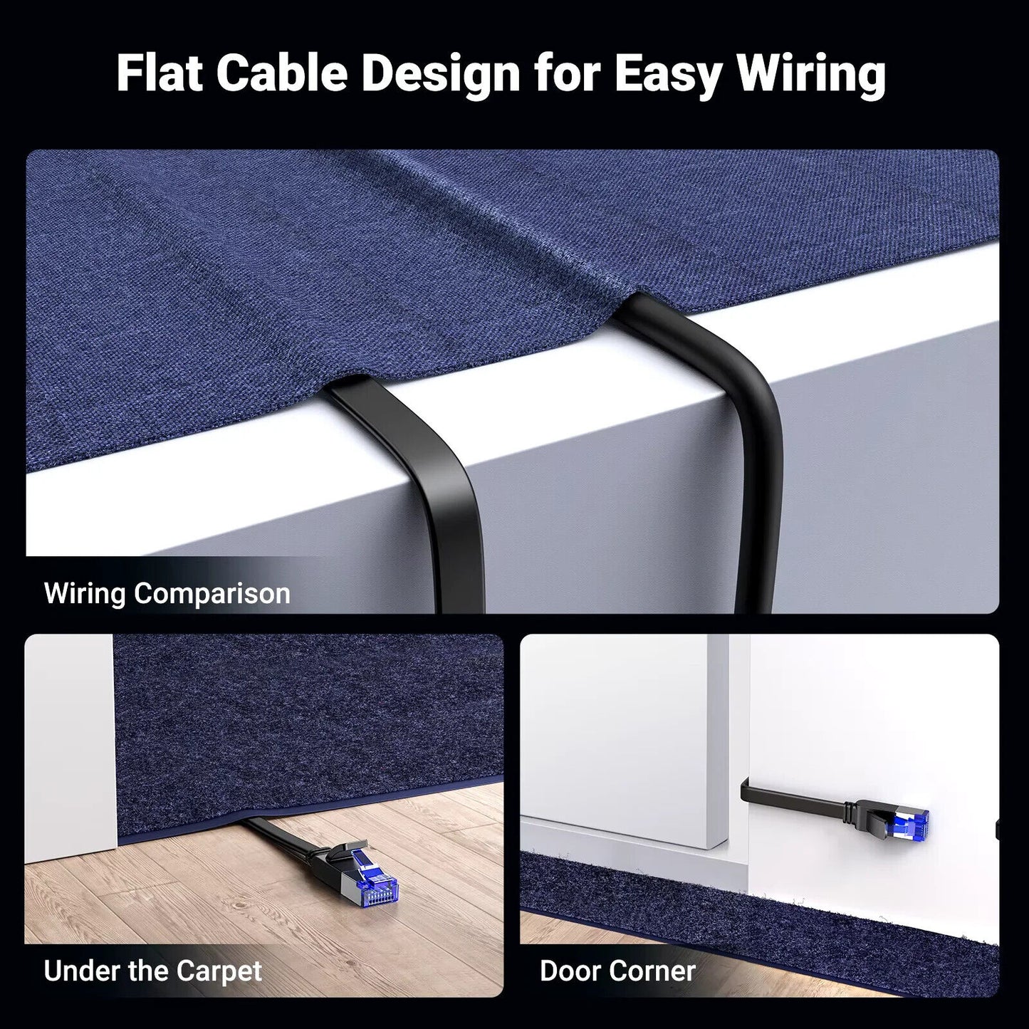 CAT 8 Ethernet Cable β 40Gbps High-Speed LAN, RJ45, Flat Design for PC, Modem, R