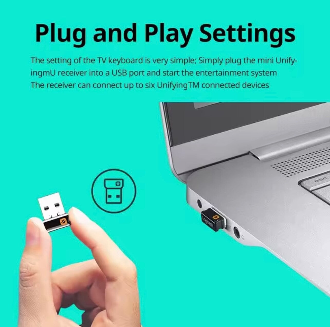 Logitech K400 Plus Wireless Keyboard Touchpad Smart TV PC Android TV Plug Play