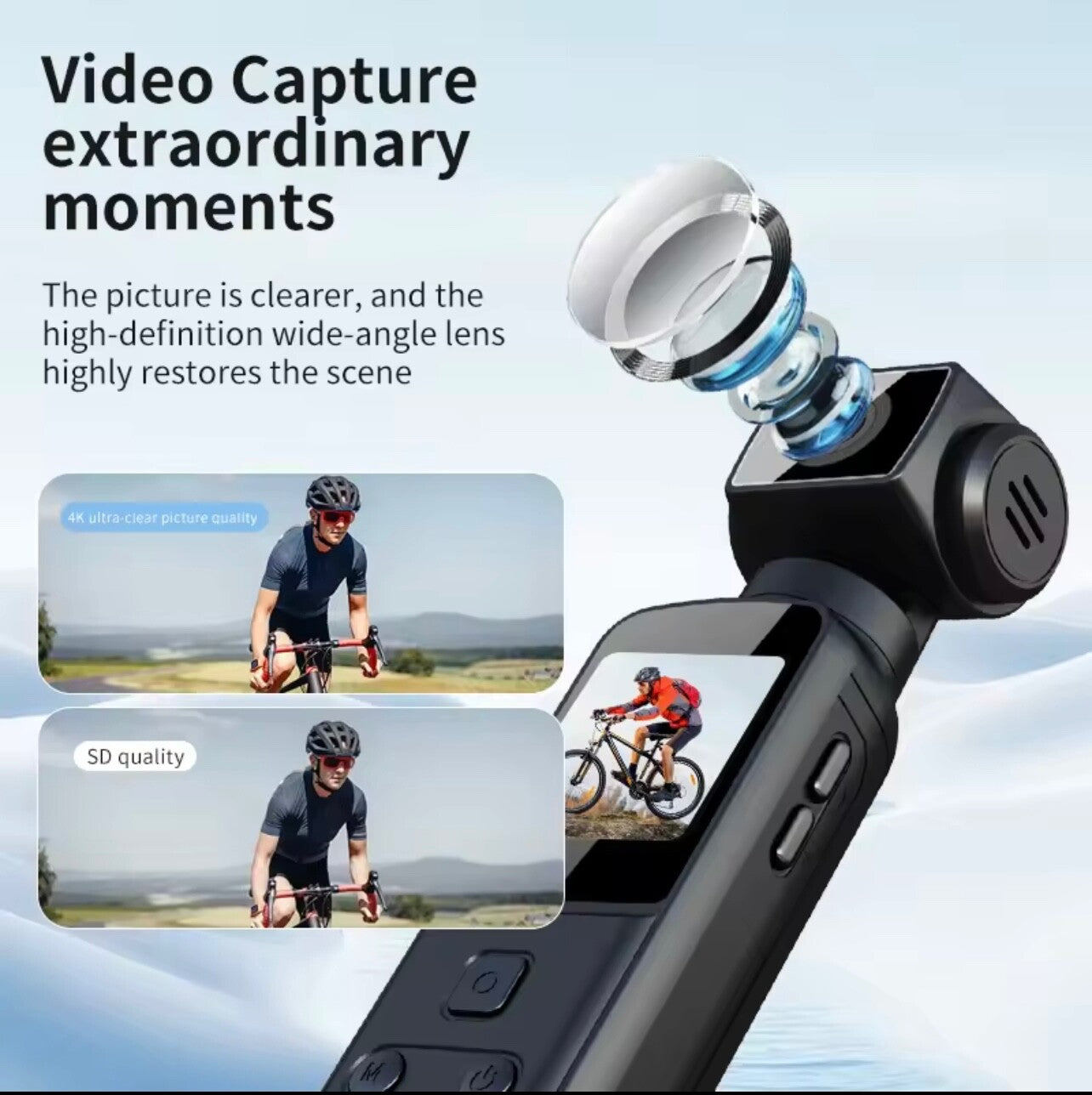 4K HD Sports Camera | Anti-Shake | 270° Rotate | Pocket Selfie Cam One-Click